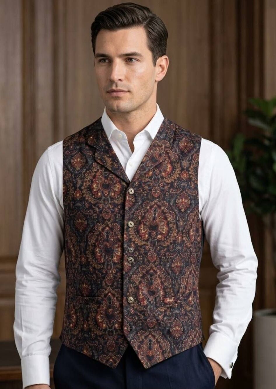 Spindle River Classics Vest Mens Paisley/Western Sz L